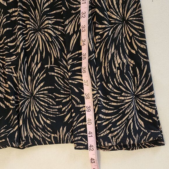 Coldwater Creek Dress Fit & Flare Cap Sleeve Black Tan Print Size 16 - Picture 7 of 7